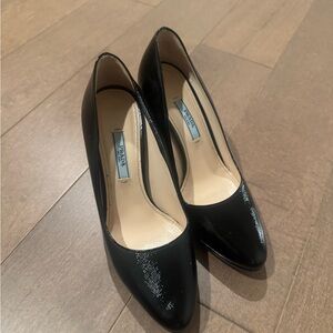 Prada Shiny Black Leather Heels